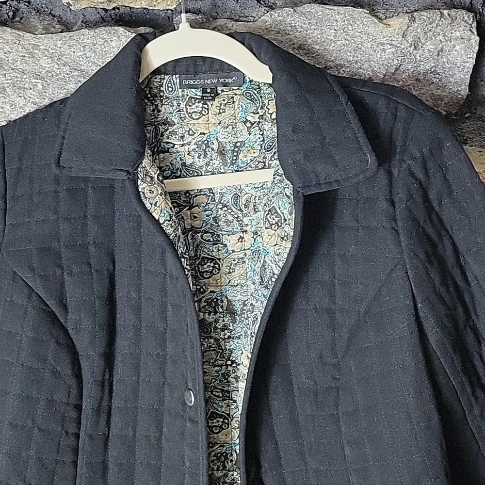 Briggs New York Black Puffer Jacket with Quilted Texture